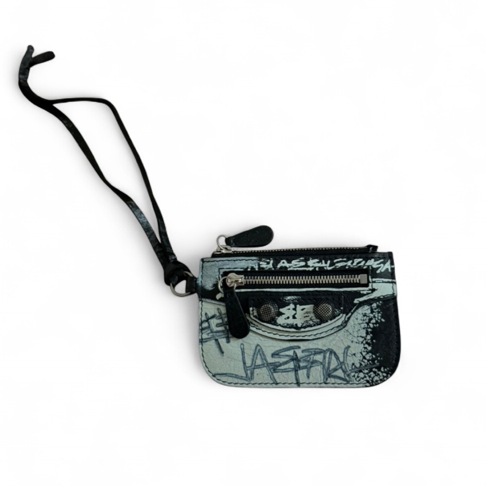 Balenciaga Black and Gray Zippered Pouch